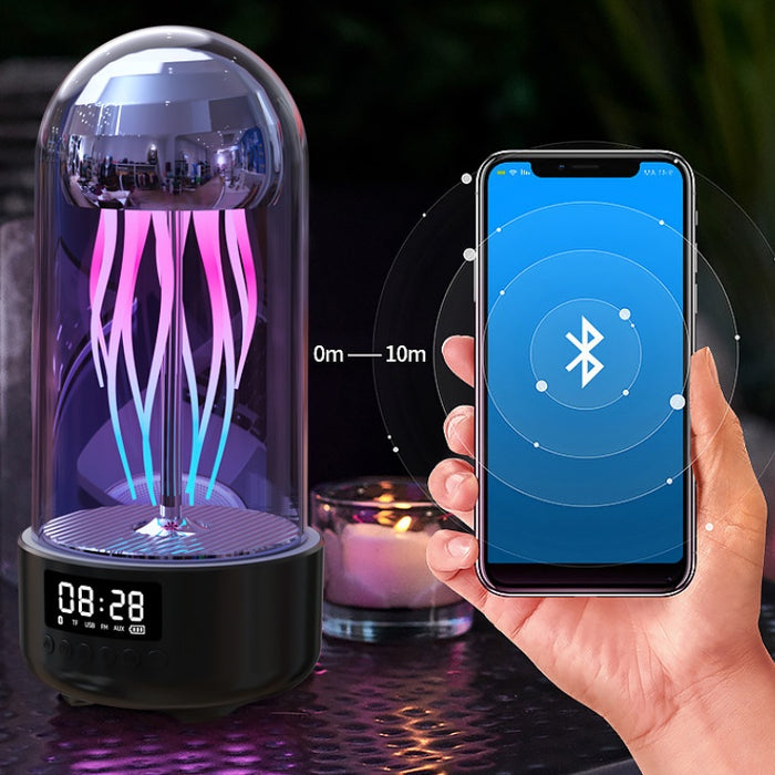 Creative 3in1 Colorful Jellyfish Lamp With Clock Luminous Portable Stereo Breathing Light Smart Decoration Bluetooth-compatible Speaker