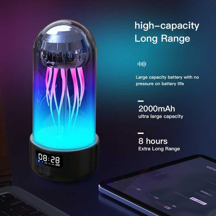 Creative 3in1 Colorful Jellyfish Lamp With Clock Luminous Portable Stereo Breathing Light Smart Decoration Bluetooth-compatible Speaker