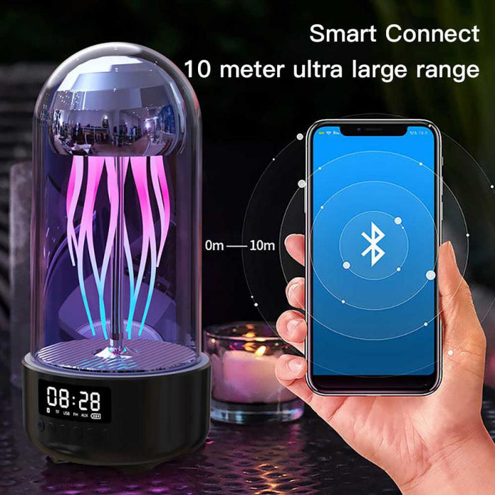 Creative 3in1 Colorful Jellyfish Lamp With Clock Luminous Portable Stereo Breathing Light Smart Decoration Bluetooth-compatible Speaker